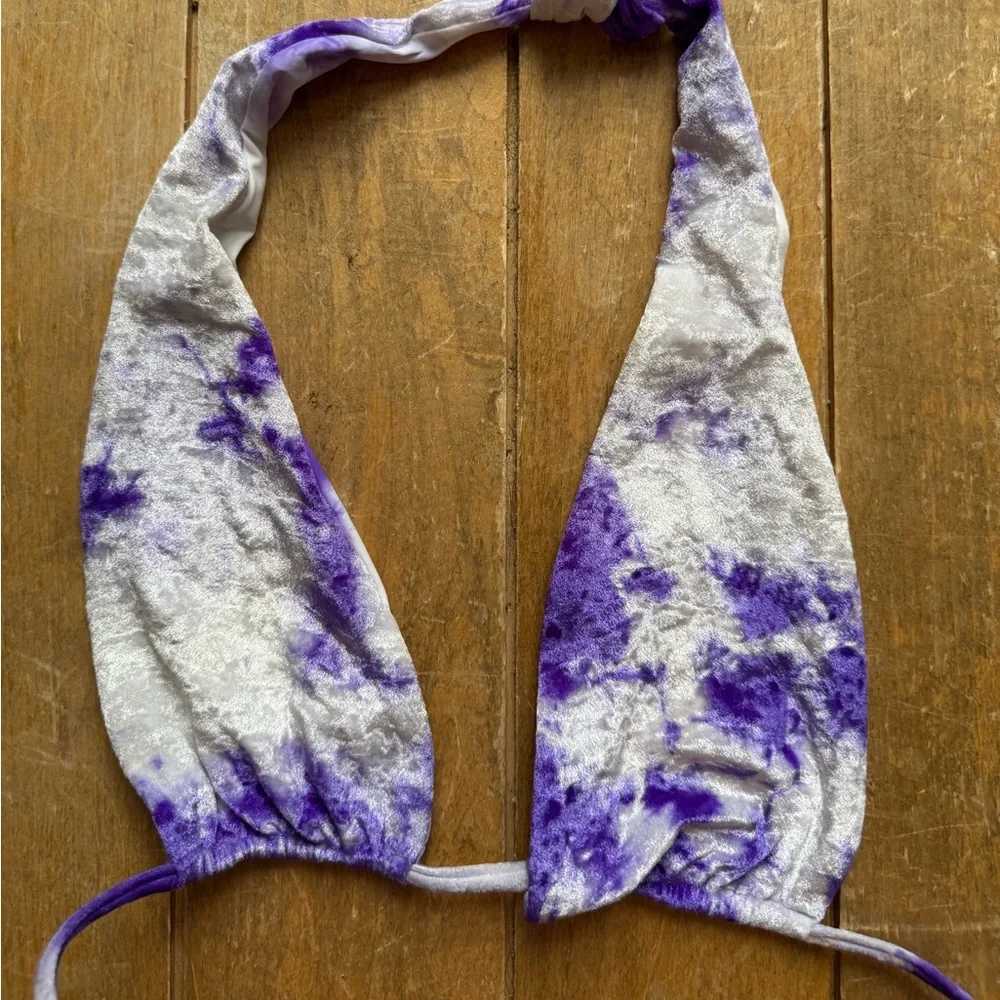 Frankie's Bikinis Purple Tie-Dye Bikini Top Small